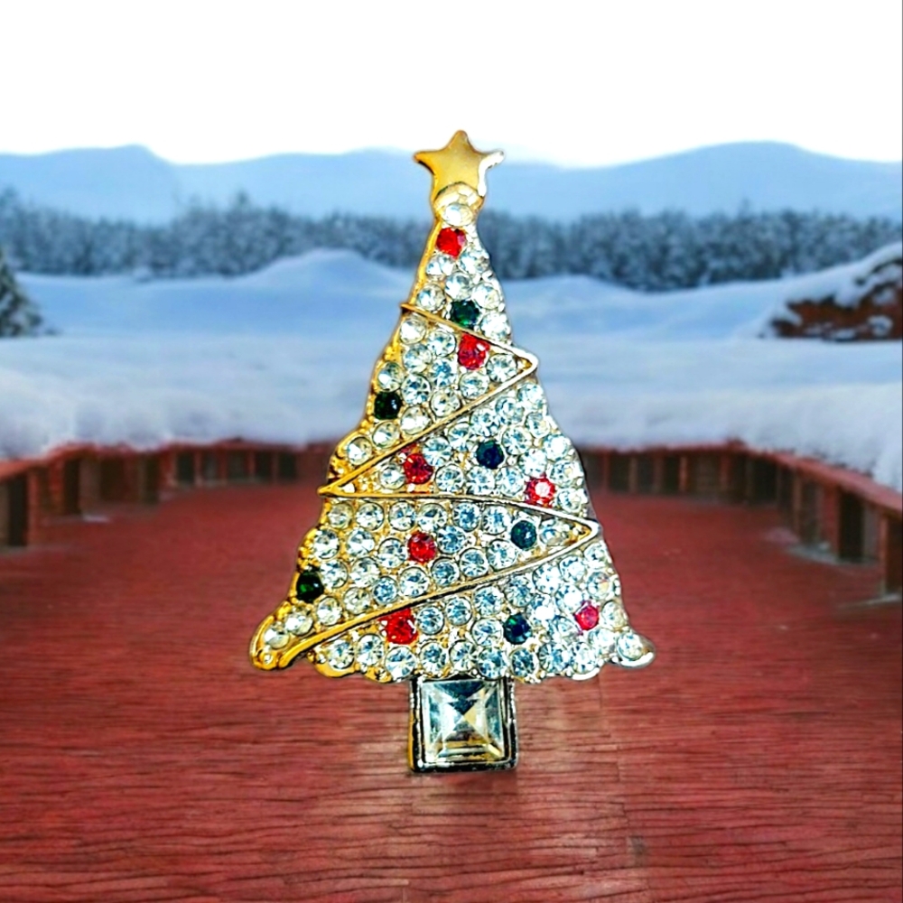Christmas Tree Bling Brooch